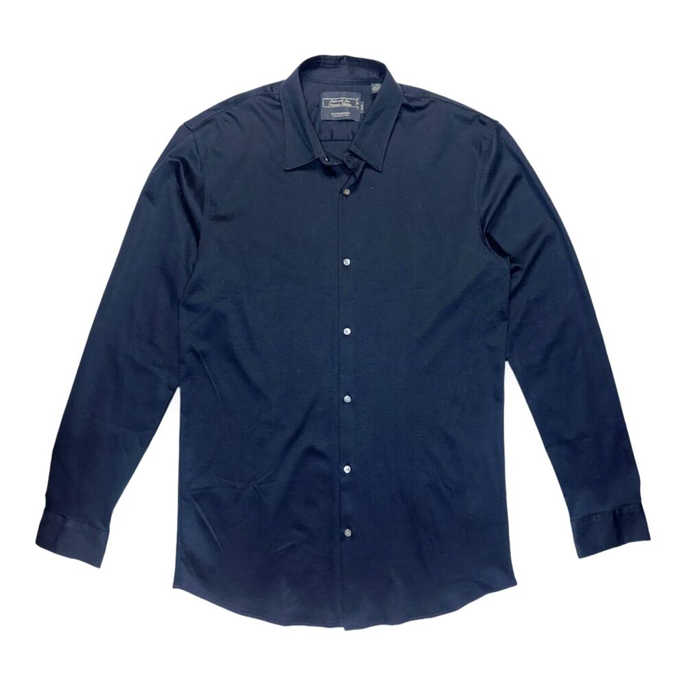 Scotch & Soda Slim Fit Stretch Cotton Shirt in Dark Navy Blue Sz M 20 x 32" - Picture 1 of 12